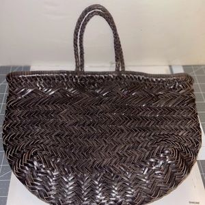 Brown Woven Leather Tote